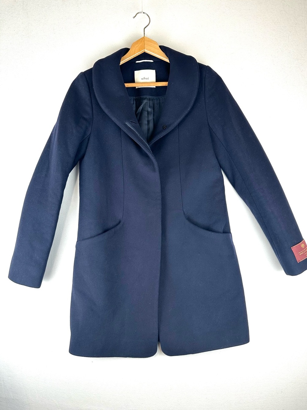 Wilfred Wool Cashmere Coat‎ Single Breasted Navy Cocoon Italy Minimalist